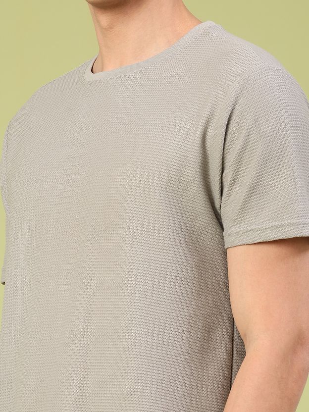 V-MART Men Grey Cotton Blend T-Shirt - Image 4