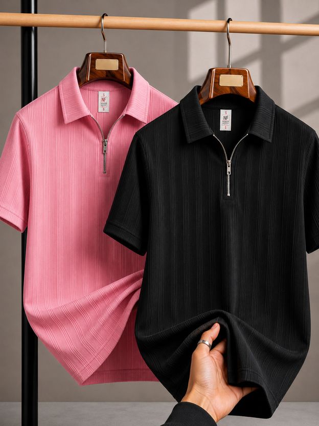 SOPANI Men Zip Neck Multicolor T-Shirt - Image 8