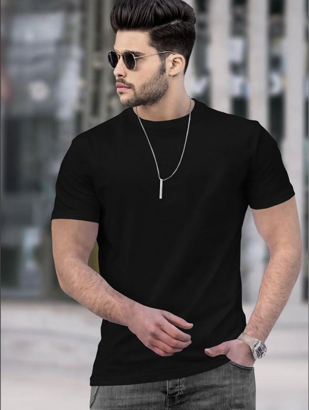 TRIPR Men Black Round Neck T-Shirt - Image 1