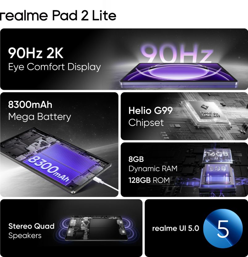 realme Pad 2 Lite 4GB RAM 128GB ROM 10.95 inch 4G Tablet - Image 2