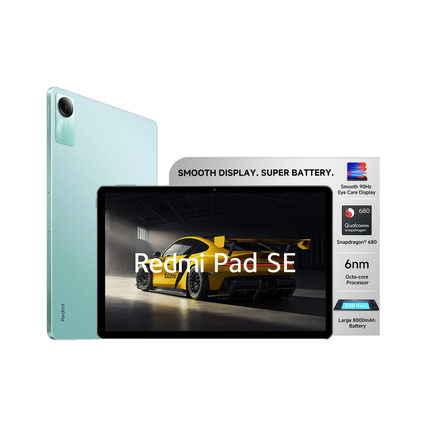 REDMI Pad SE 6 GB RAM 128 GB ROM 11.0 inch with Wi-Fi Only Gaming Qualcomm Snapdragon 680 Tablet (Mint Green)