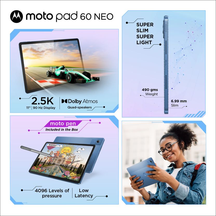 MOTOROLA pad 60 neo 8GB RAM 128GB ROM 11 inch Wi-Fi Blue 6300 Tablets - Image 2