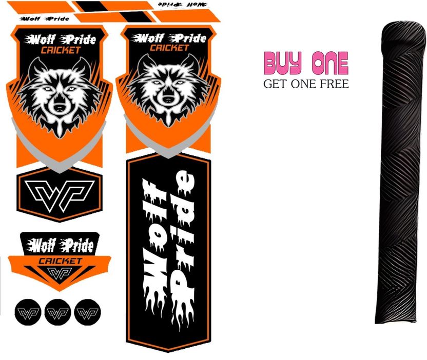 WOLF PRIDE WP Vinyl Cricket Bat Sticker Blue, Black - Image 3