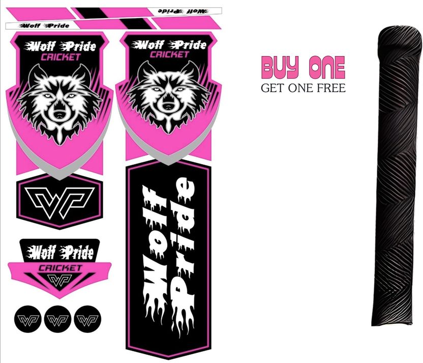 WOLF PRIDE WP Vinyl Cricket Bat Sticker Blue, Black - Image 4