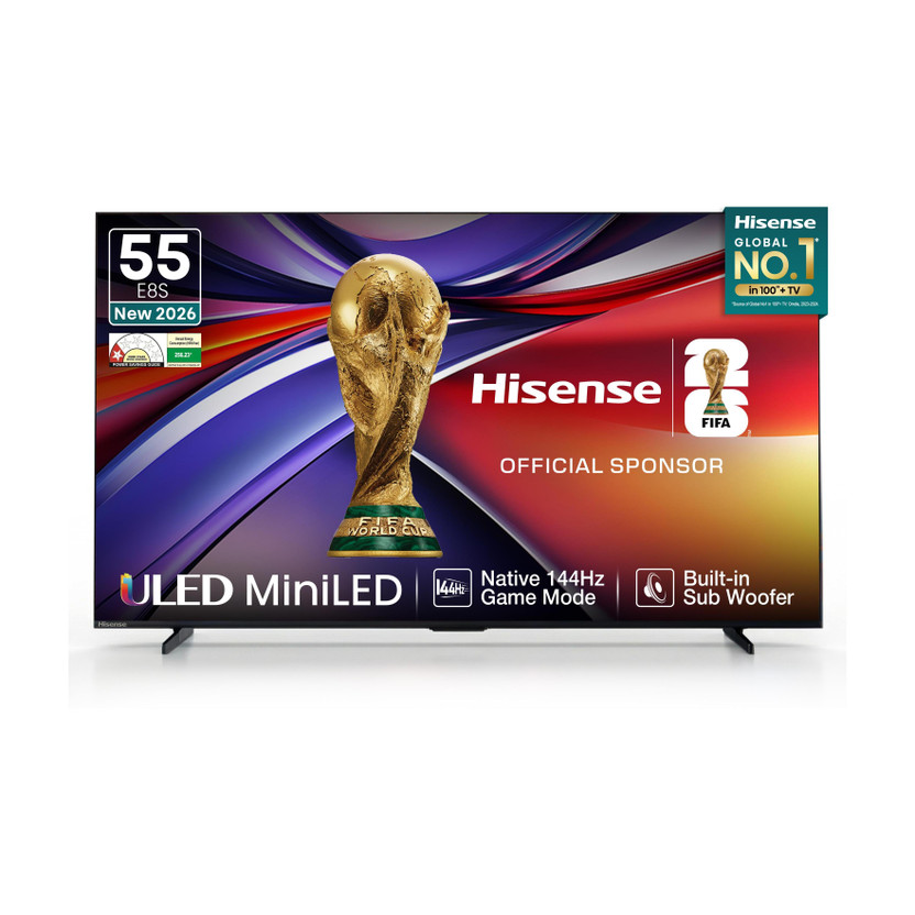 Hisense 139 cm (55 inch) Ultra HD (4K) Mini LED Smart VIDAA TV 2026 Edition with Native 144Hz Game Mode , Hi-View AI Engine , Full Array Local Dimming Pro , Total HDR Solution , Built-in Subwoofer , Hands-Free Voice Control , VIDAA OS