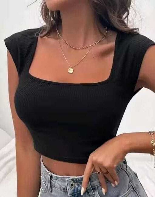 PNGGARMENTS Women Black Cap Sleeve Top - Image 4