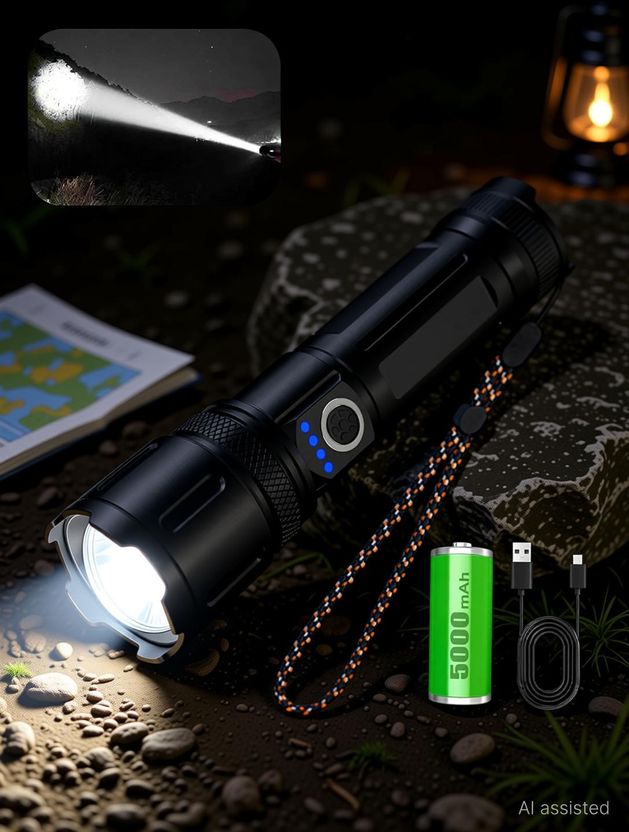 CRENTILA Rechargeable Zoomable Metal 5 Modes Flashlight - Image 2