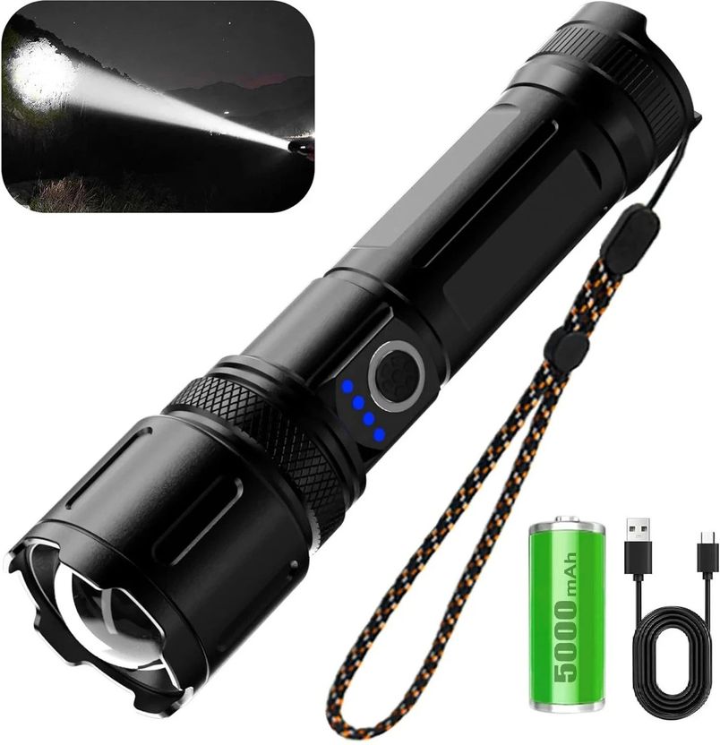 CRENTILA Rechargeable Zoomable Metal 5 Modes Flashlight - Image 3