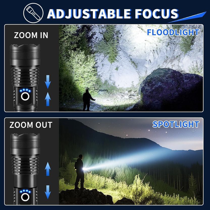 CRENTILA Rechargeable Zoomable Metal 5 Modes Flashlight - Image 6