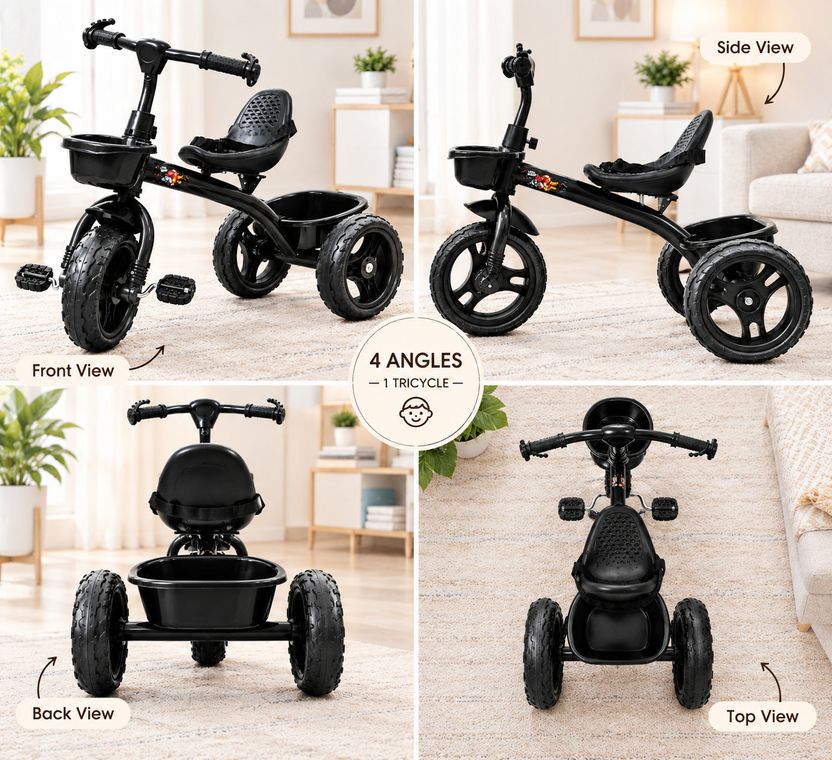 Stepupp Grow Baby Tricycle with Basket, Black - Image 5