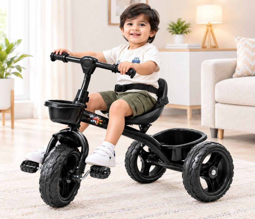 Stepupp Grow Baby Tricycle with Basket, Black - Image 1