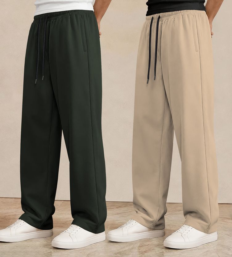 Viktor Men Olive, Beige Track Pants - Image 3