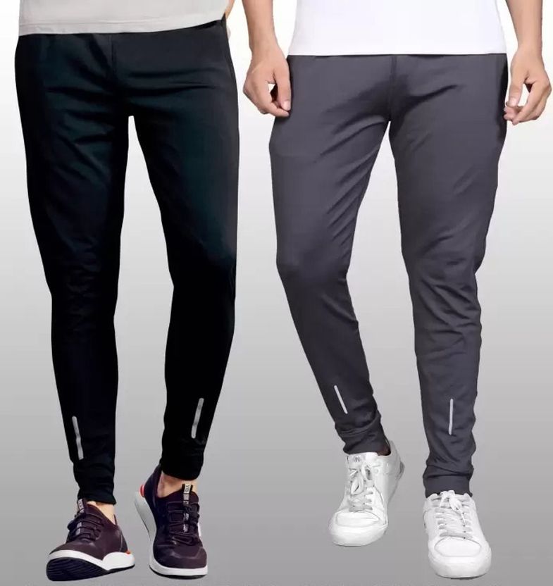 OHGORY Pack of 2 Men Black, Grey Track Pants - Image 1
