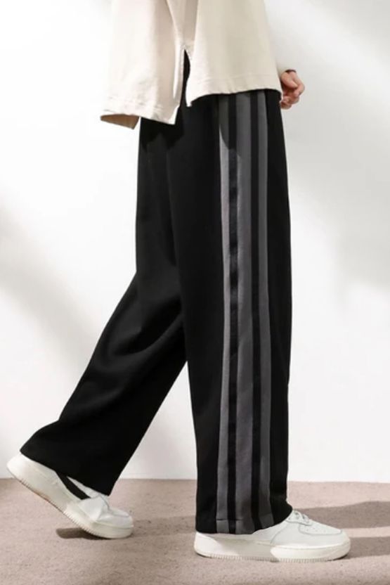 CULISH Men Striped Black Track Pants - Image 3