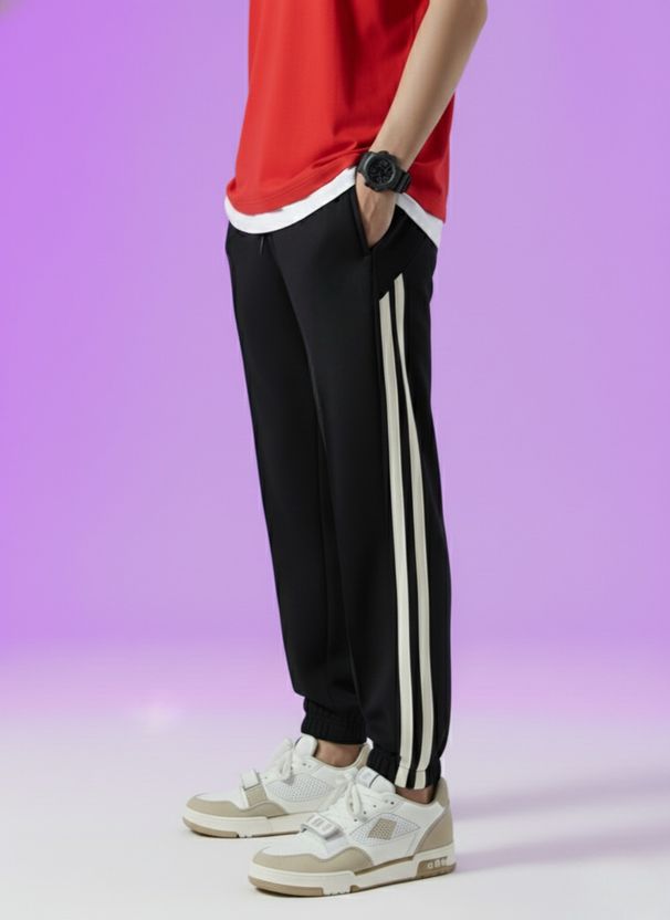 Dockstreet Black Striped Track Pants - Image 6
