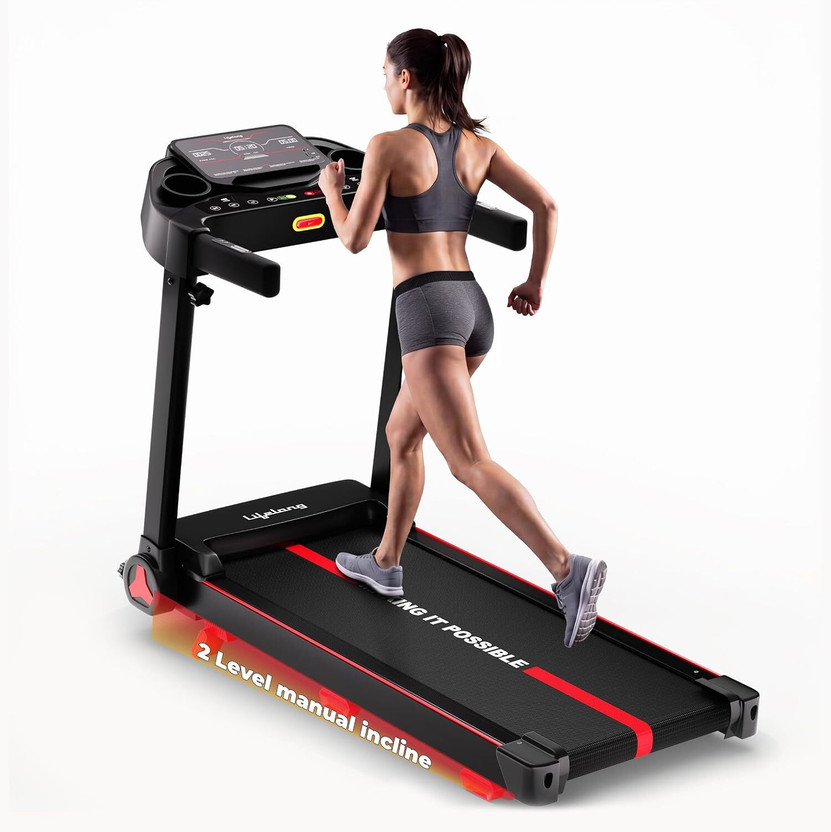 Lifelong 4.5HP Motorized Treadmill for Home | Manual Incline 2 Level | Foldable Handle Treadmill (Max Weight:110 kg)