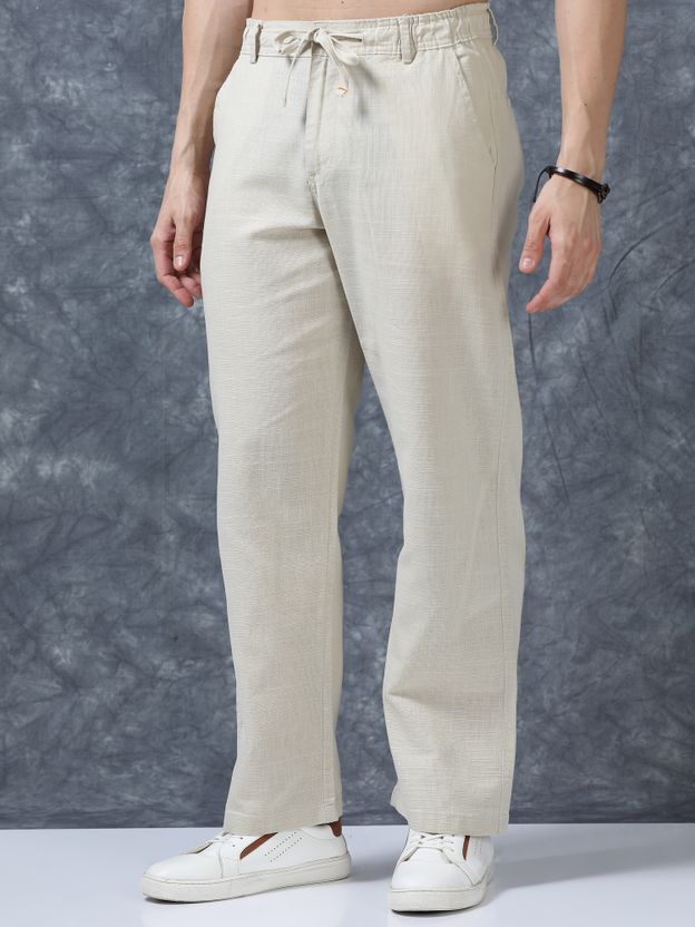 Roadster Men Relaxed Cream Pure Linen Trousers - Image 6