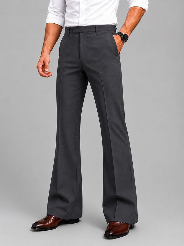 YGDEAL Flared Men Brown Trousers - Image 7