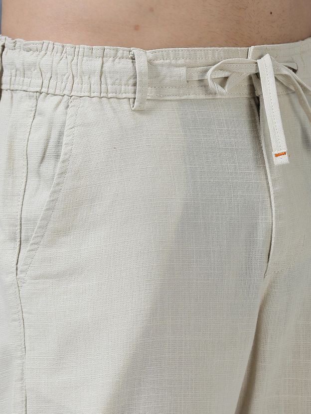 Roadster Men Relaxed Cream Pure Linen Trousers - Image 4