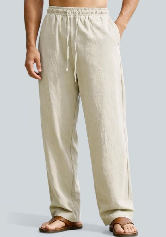 Javier Comfort Fit Men Beige Trousers - Image 1