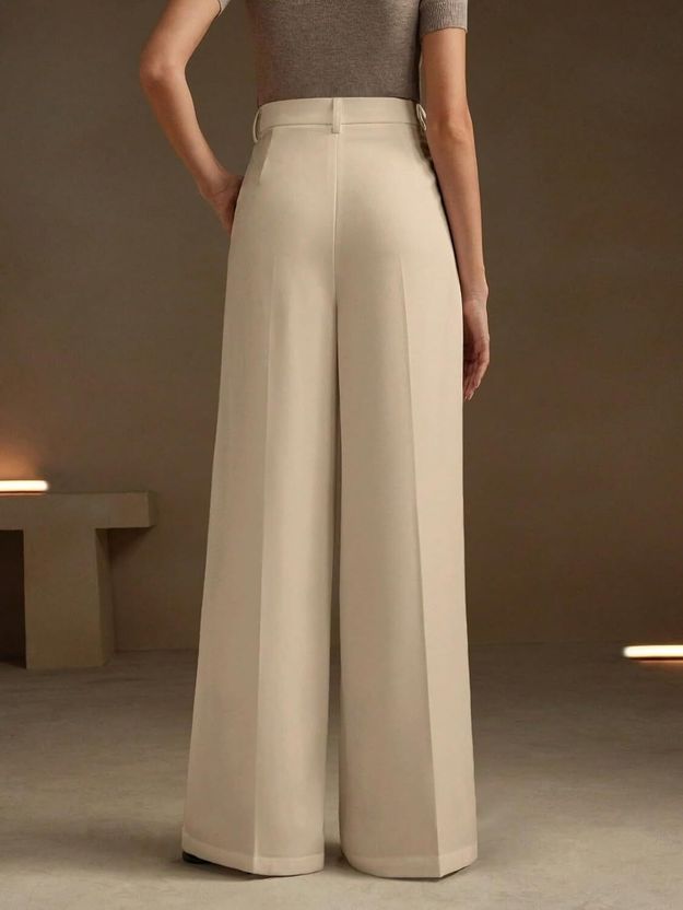 KOTTY Women Beige Viscose Rayon Trousers - Image 3