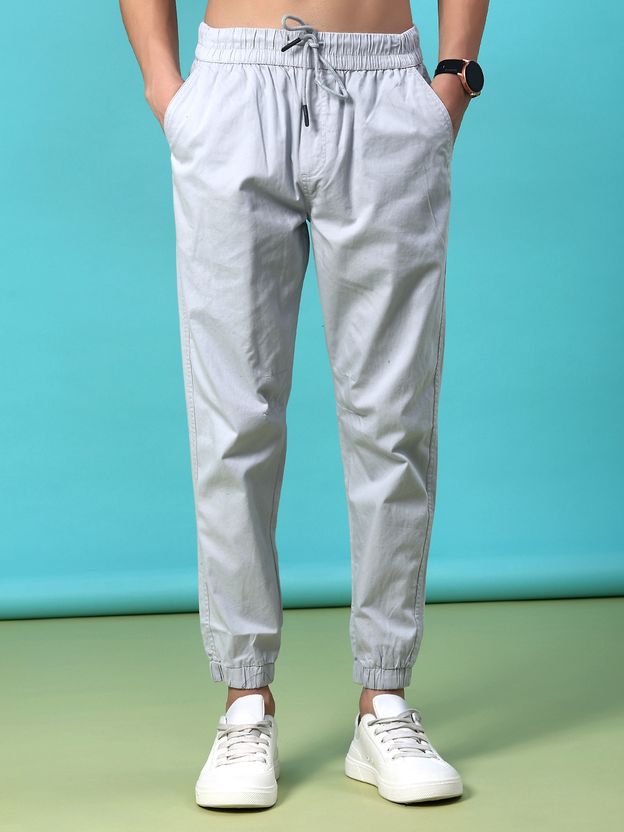 V-MART Men Grey Cotton Blend Trousers - Image 2
