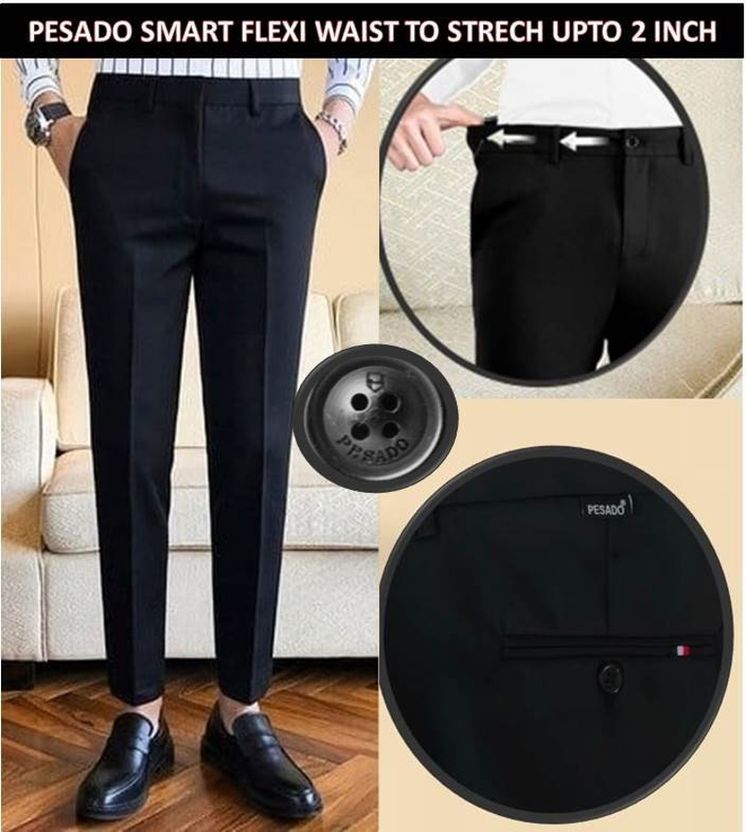 PESADO Men Slim Fit Black Trousers - Image 1