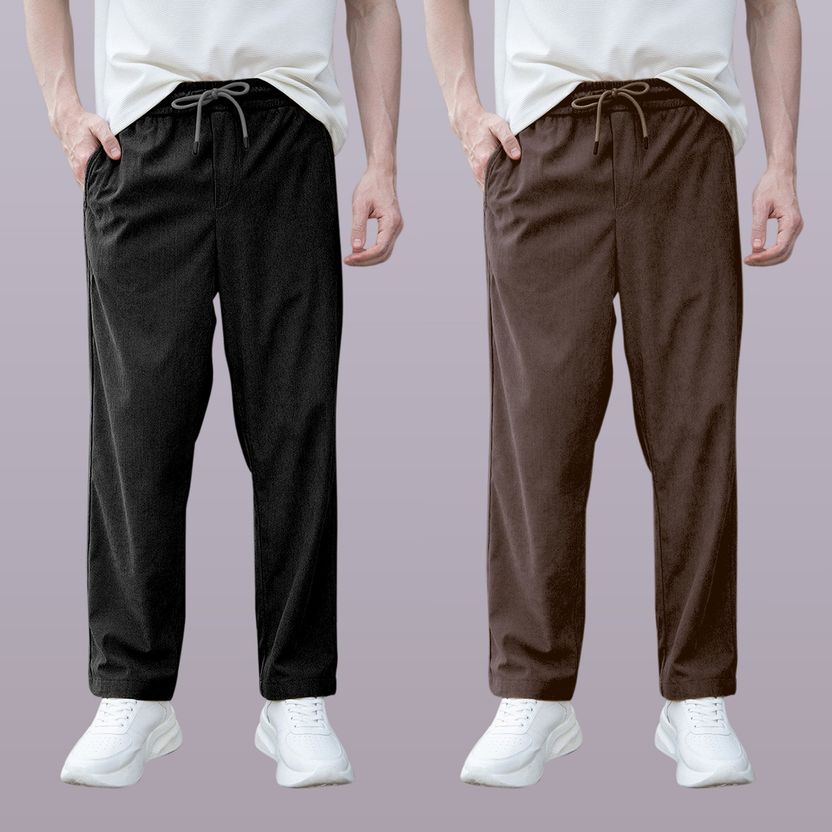 GIBBONTE Men Brown Grey Track Pants - Image 7