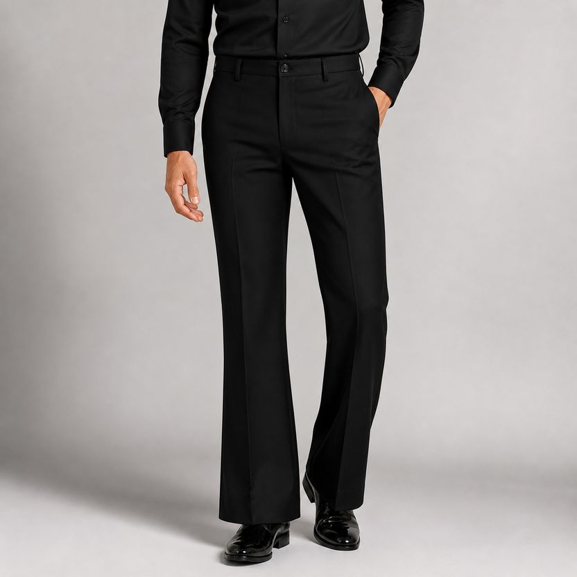 KDR Men Black Lycra Blend Trousers - Image 1