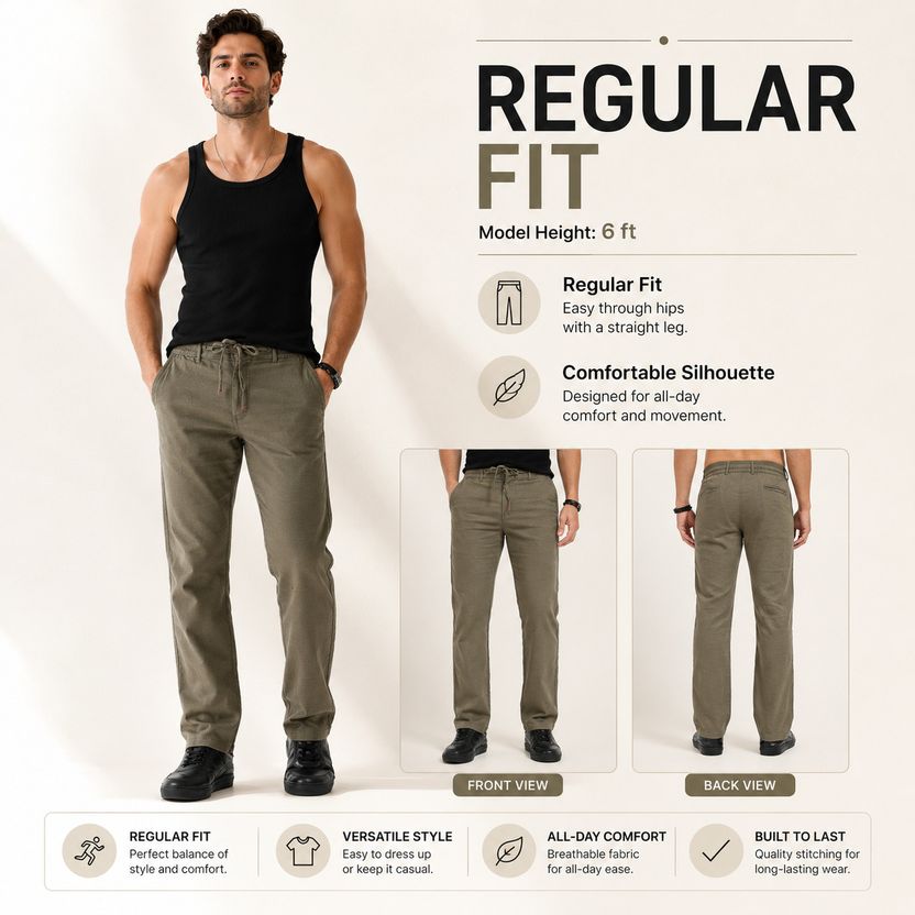 WHISQ Straight Fit Men Green Trousers - Image 3