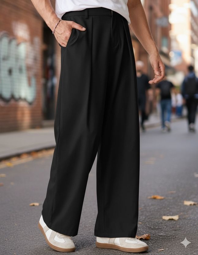 Broadstar Straight Fit Black Trousers - Image 1