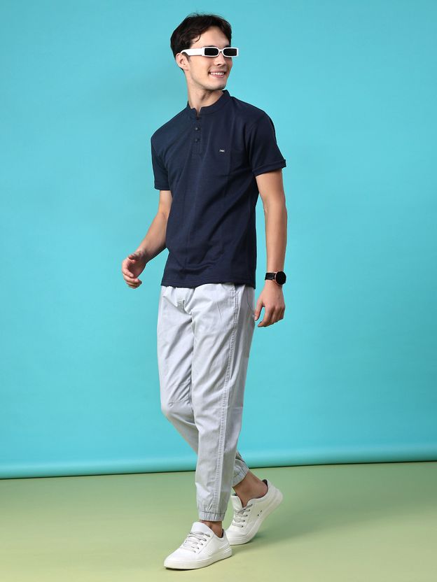 V-MART Men Grey Cotton Blend Trousers - Image 5