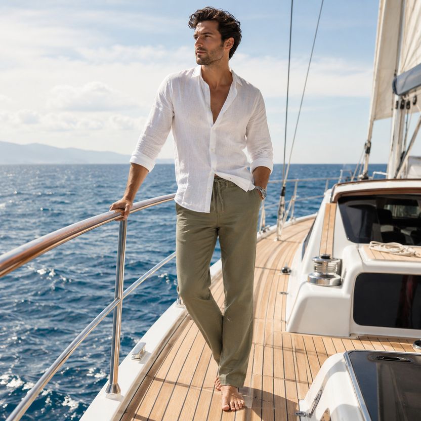 WHISQ Straight Fit Men Green Trousers - Image 6