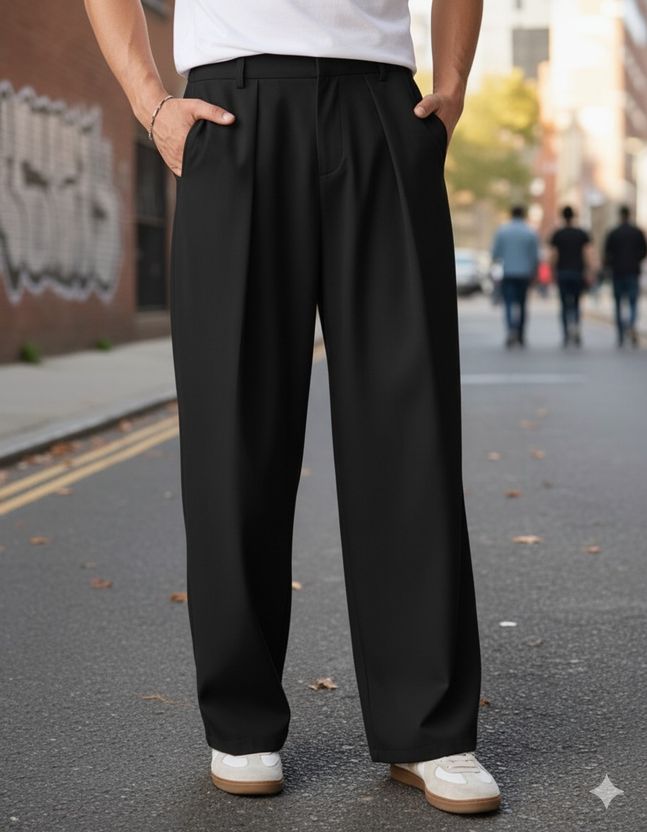 Broadstar Straight Fit Black Trousers - Image 3