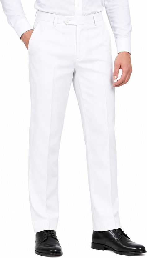Surendra Men Straight Fit White Trousers - Image 1