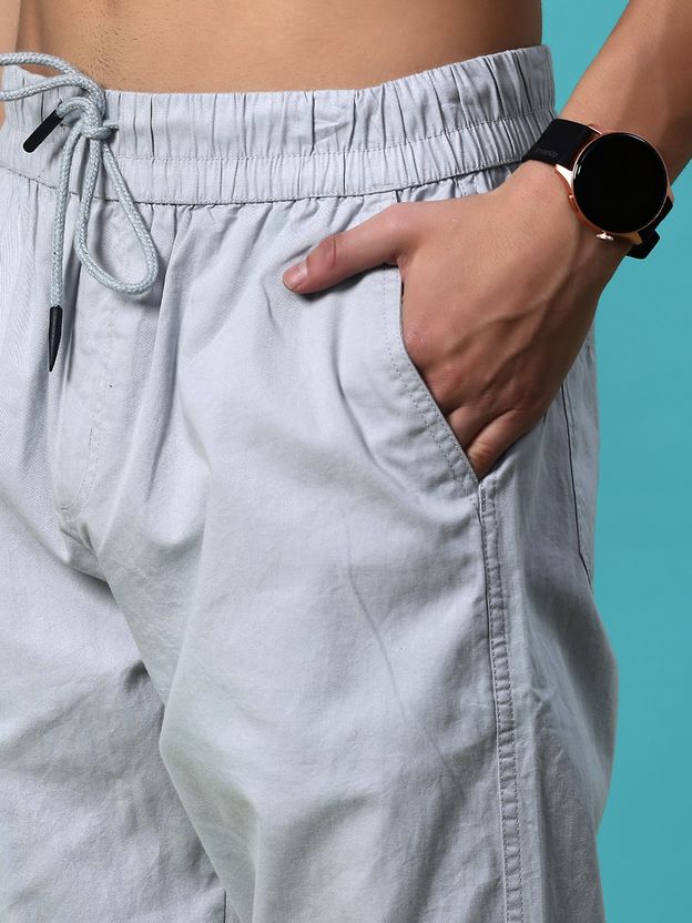 V-MART Men Grey Cotton Blend Trousers - Image 4