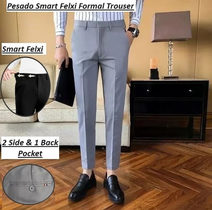 PESADO Slim Fit Men Grey Trousers - Image 6