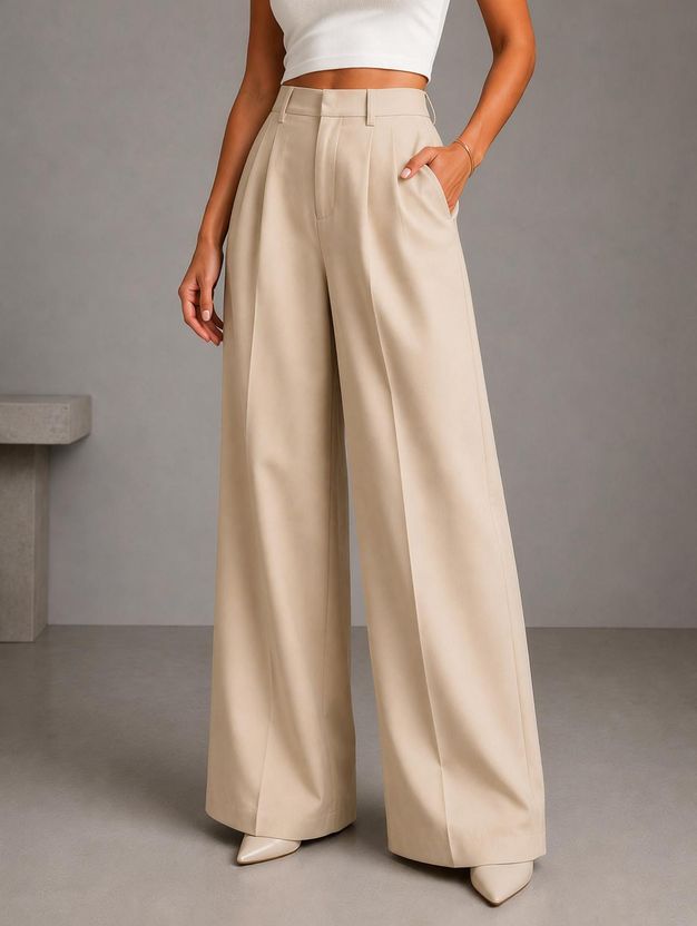 KOTTY Women Beige Viscose Rayon Trousers - Image 7
