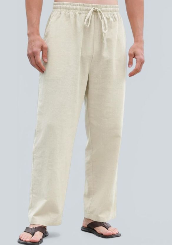 Javier Comfort Fit Men Beige Trousers - Image 3