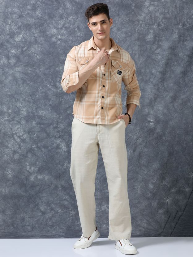 Roadster Men Relaxed Cream Pure Linen Trousers - Image 5