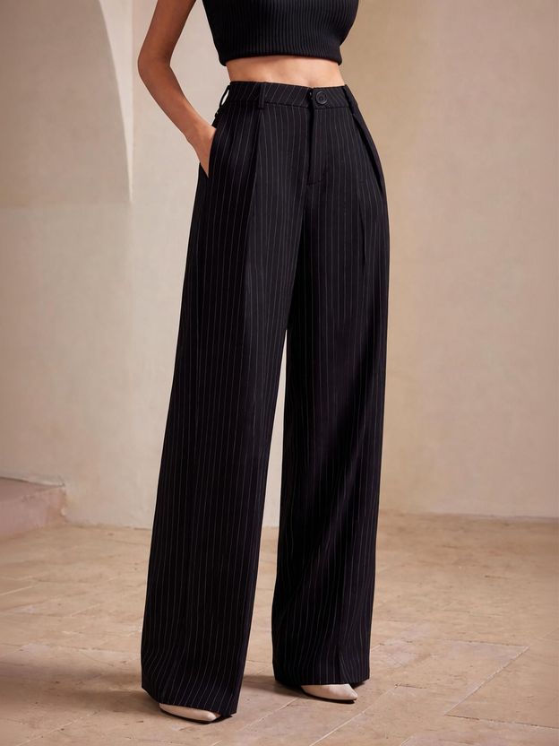 KOTTY Relaxed Black Trousers for Women - Image 1