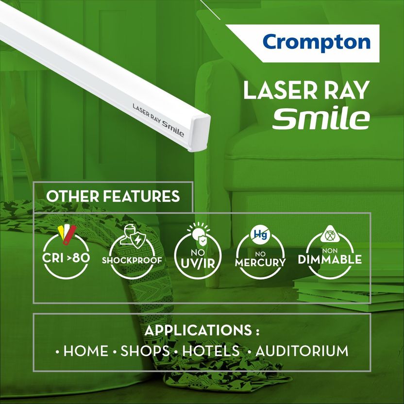 Crompton Laser Ray Smile 20W 121cm Tube Light White - Image 3