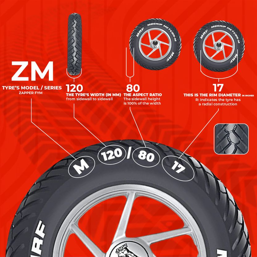 MRF M 120/80-17 61P Rear Two Wheeler Tyre - Image 3