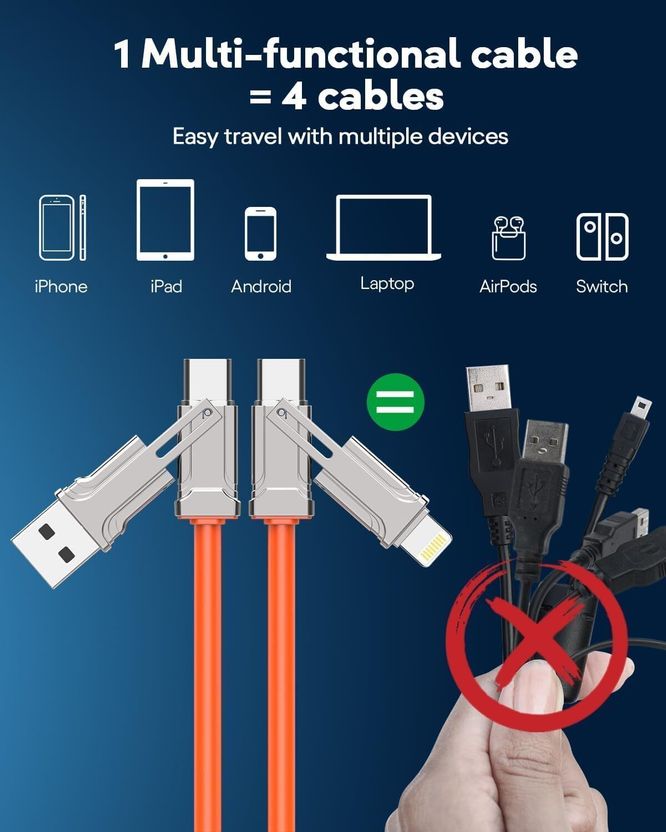 JNSM 4 in 1 Data Cable Fast Charging Portable Cord - Image 5