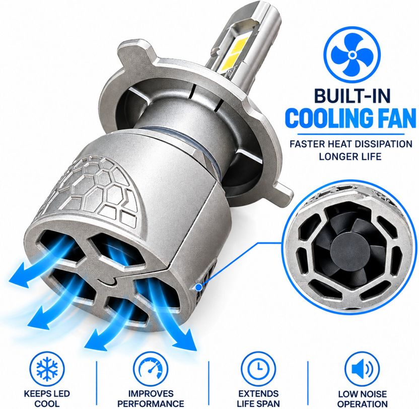Autosea 300W H4 LED Headlight Bulbs, White - Image 2
