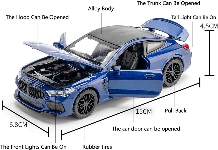 Ragiluxe Luxury Metal BMW M8 Car Toy for Kids - Image 4