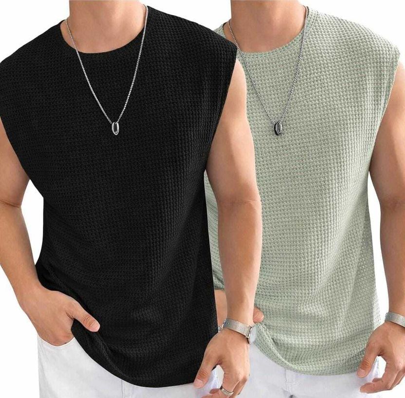 PLEK Pack of 2 Men's Casual Gym T-Shirt Vest - Image 1