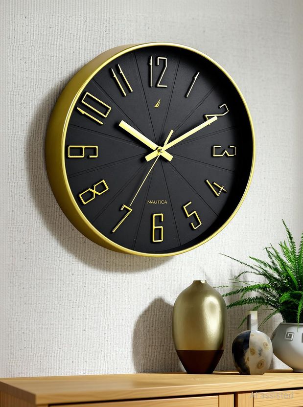 NAUTICA Analog 30 cm X 30 cm Wall Clock (Gold, With Glass, DIY Cl...more - Image 1