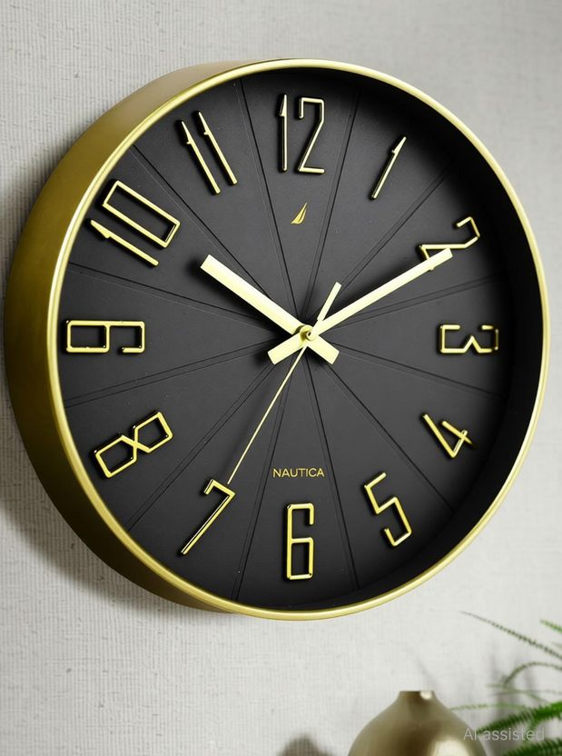 NAUTICA Analog 30 cm X 30 cm Wall Clock (Gold, With Glass, DIY Cl...more - Image 2