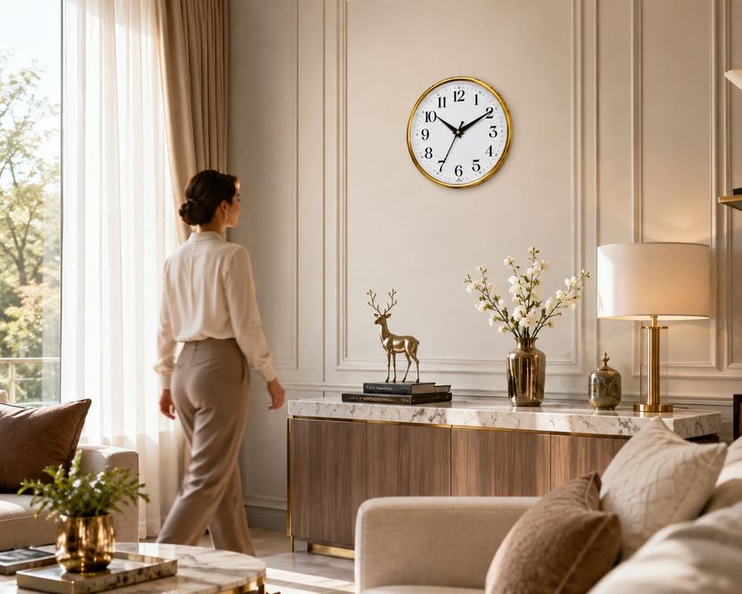 PAVAN 10x20 cm Gold Glass Wall Clock - Image 3